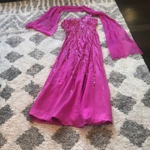 💖 Stunning prom gown w/matching scarf & sparkle!